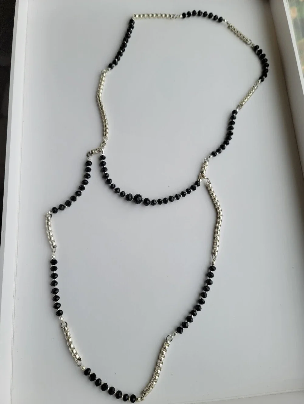 White House Black Market, Faceted Glass & Silvertone 2 Necklaces, Convertible